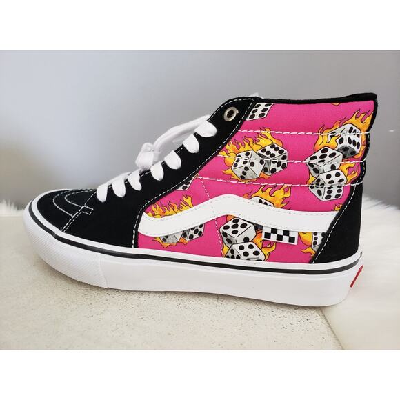 Vans Skate Sk8-Hi Fuchsia Fedora Dice Flame Size 8 Mens gamble‎ casino las vegas main image 5